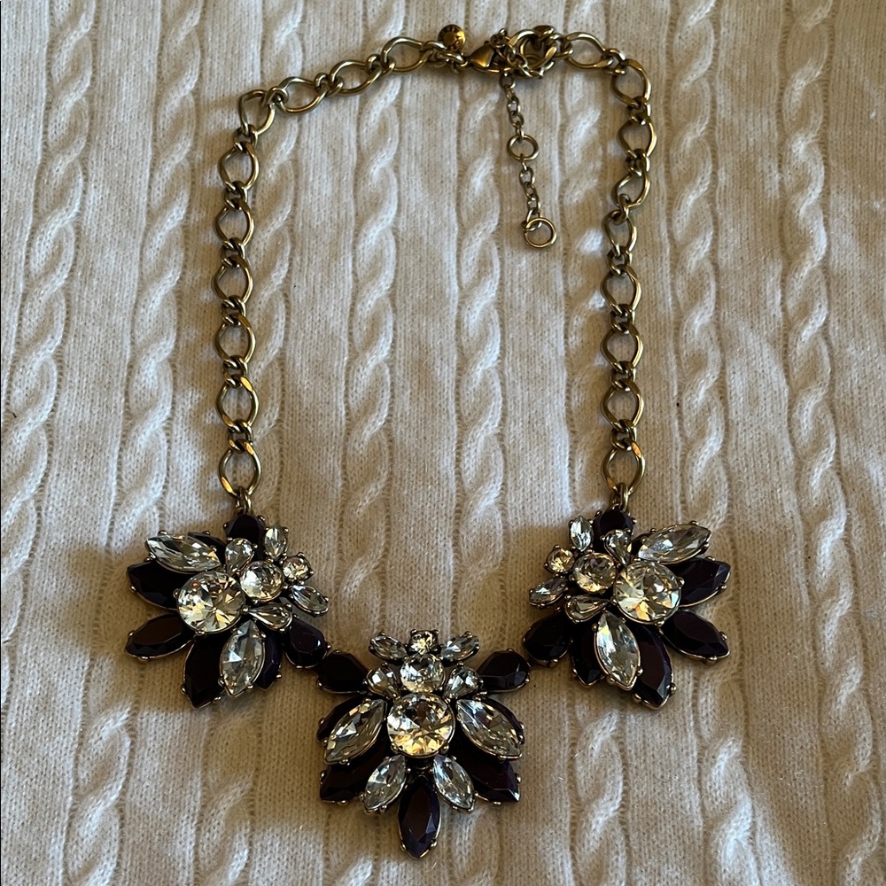 J. Crew Gold and Black Crystal Necklace
